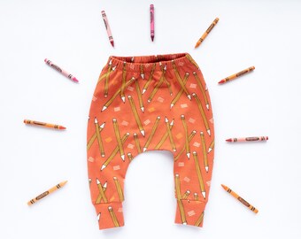 Pencil Harem Pants for Babies and Toddlers, Organic Cotton Jersey Unisex Children's Leggings, Size 3-6 months, Cloth Nappy Friendly