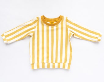 Golden Yellow Long Sleeved T-shirt for Babies, Made to Order, Organic Cotton/Elastane Jersey Top, Basic Everyday Pullover