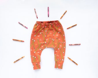 Pencil Harem Pants for Babies and Toddlers, Organic Cotton Jersey Unisex Children's Leggings, Made to Order, Cloth Nappy Friendly