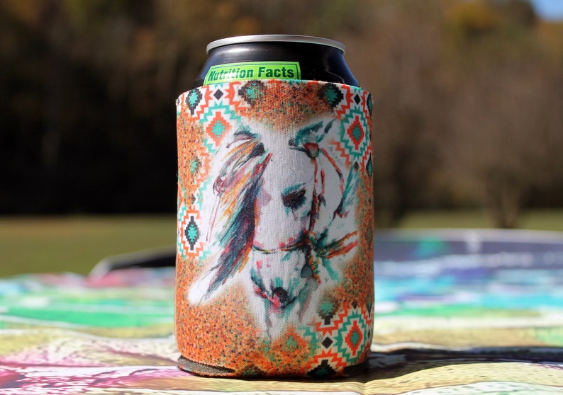 Glitter Western Horse Head Can Cooler