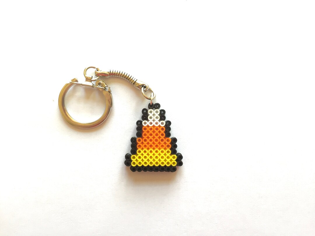 Halloween Candy Corn Perler Bead Keychain Perler Bead Etsy