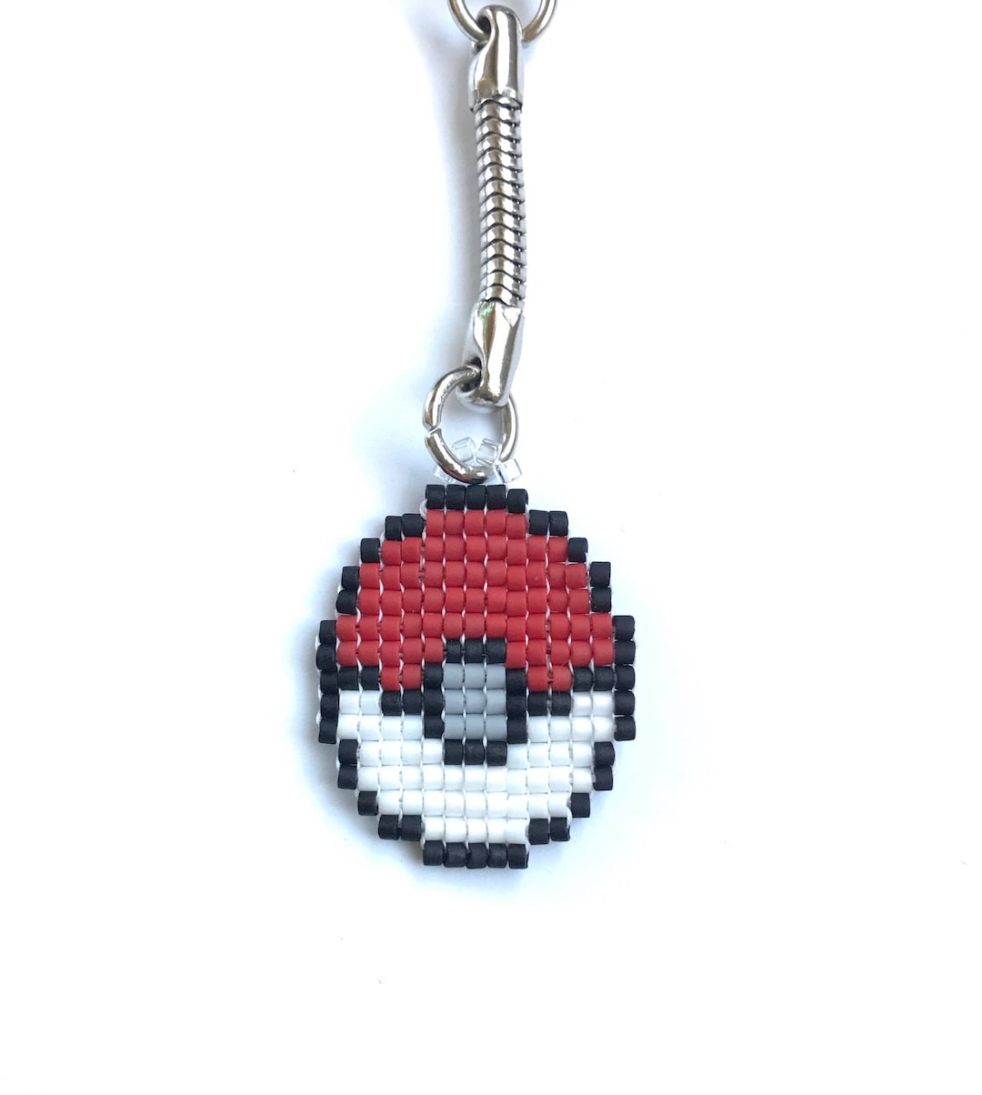 Glass Bead Pokemon Pokeball Keychain, Video Game Jewelry, Handmade
