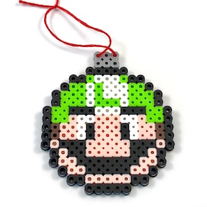 Super Mario Luigi Perler Bead Christmas Ornament: 8-Bit Gamer Decor