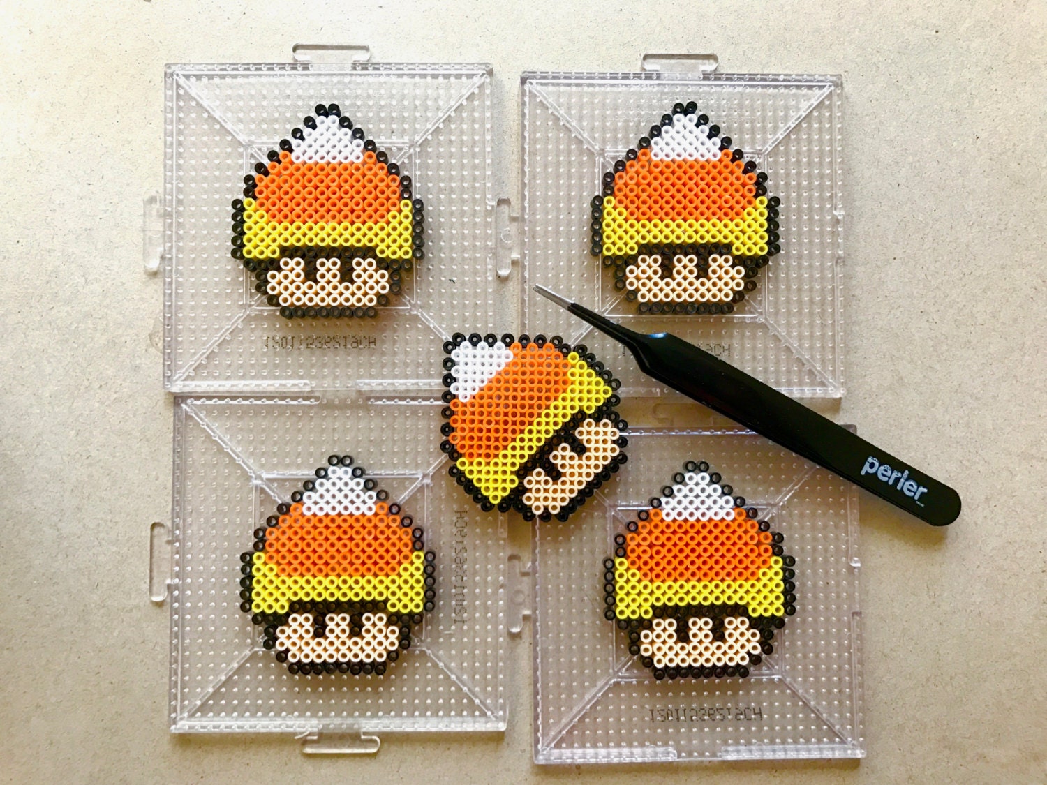 Super Mario Candy Corn Mushroom Perler Bead Earrings Perler Etsy