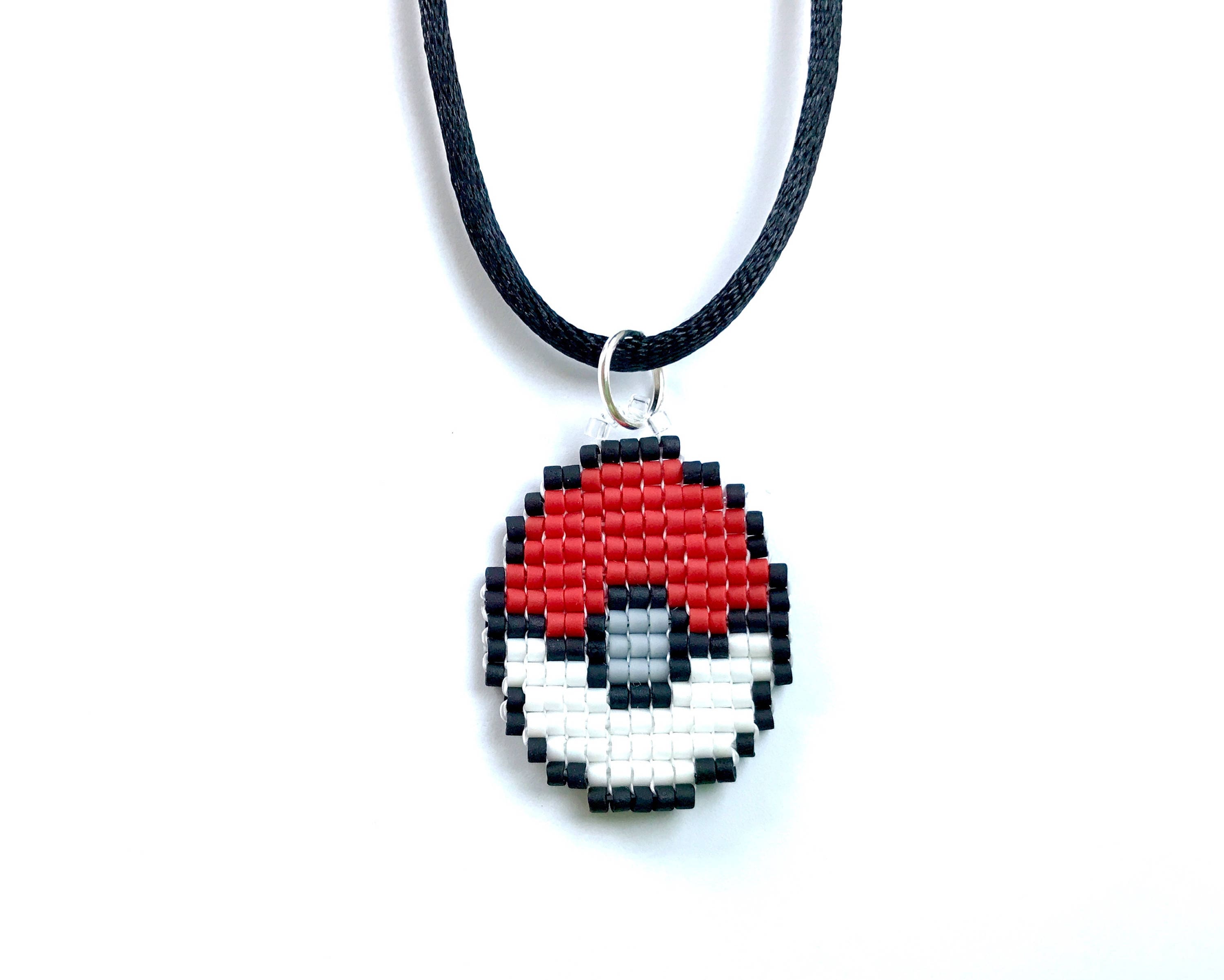 Glass Bead Pokemon Pokeball Necklace Video Game Jewelry Etsy