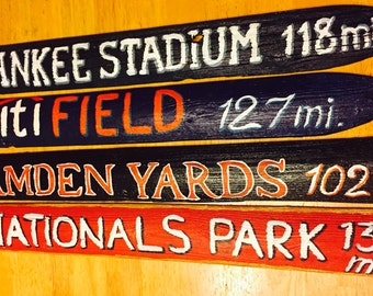 Baseball stadium reclaimed wood signs