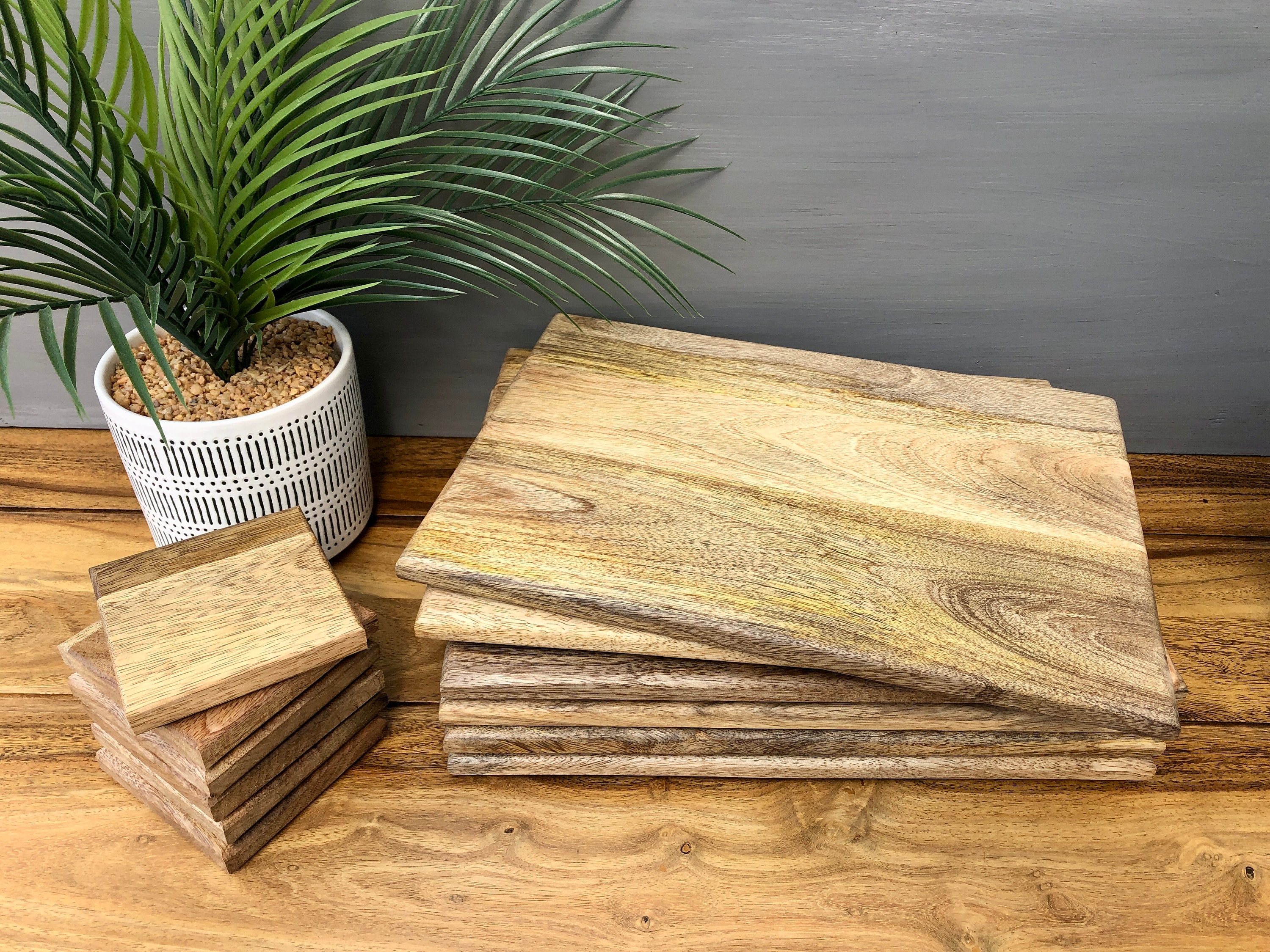 Set of Solid Mango Wood Board Placemats and Coasters Mantis Etsy UK
