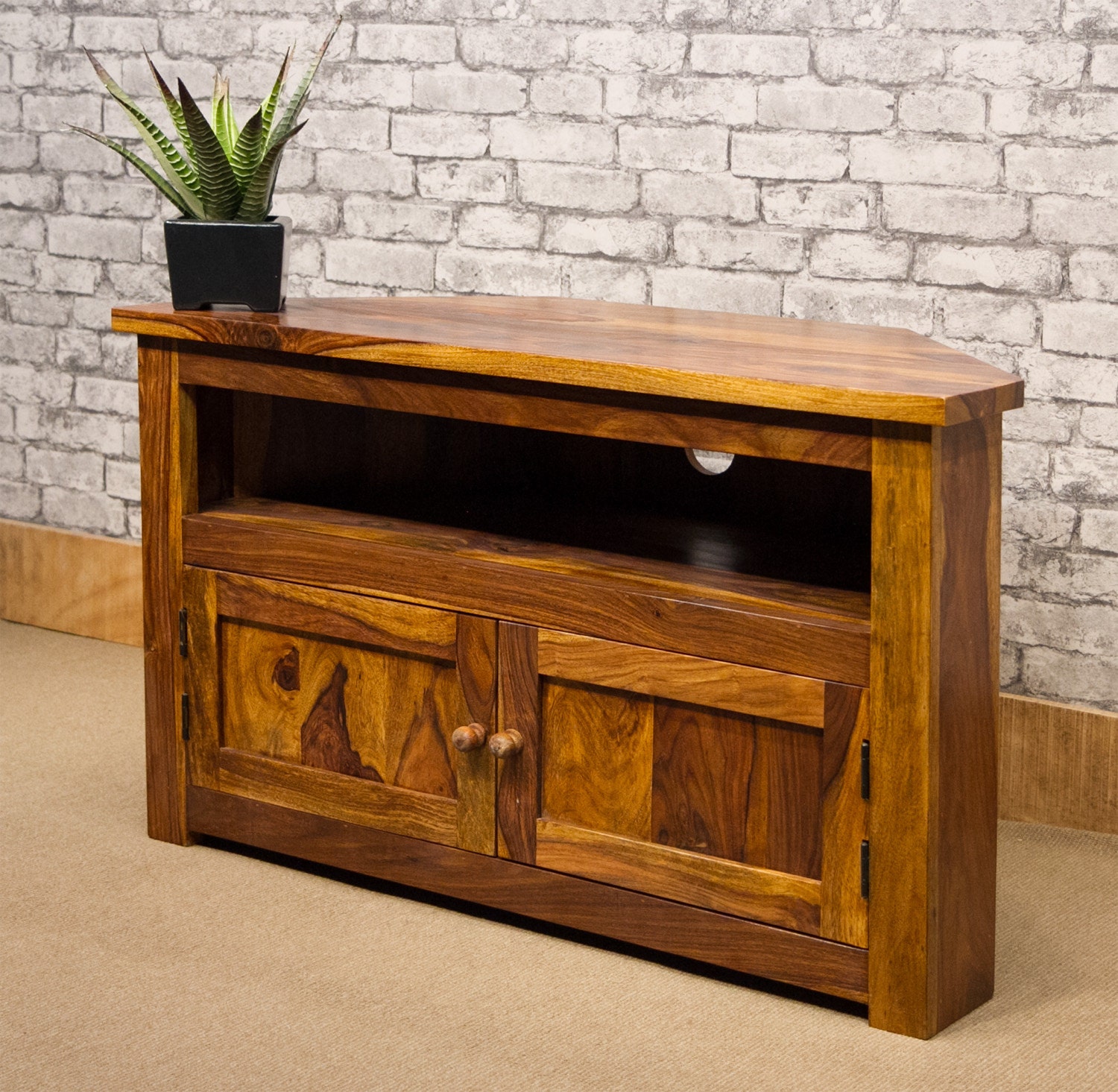 Corner TV 100cm wide solid Indian Rosewood Sheesham Etsy