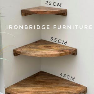 Mango Wood Corner Wall Shelves - Set of 3 - Contemporary Home Decor bild 4