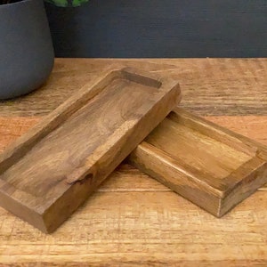 Mango Wood Condiment Tray: Salt Pepper Grinder Rest (18x8cm) bild 4