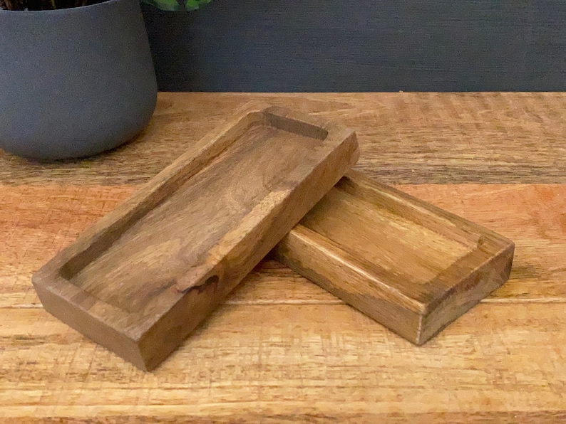 Mango Wood Condiment Tray: Salt Pepper Grinder Rest (18x8cm) bild 4