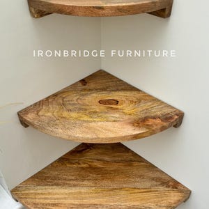 Mango Wood Corner Wall Shelves - Set of 3 - Contemporary Home Decor bild 3