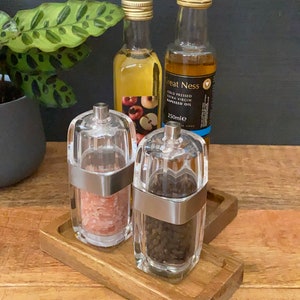 Mango Wood Condiment Tray: Salt Pepper Grinder Rest (18x8cm) bild 6