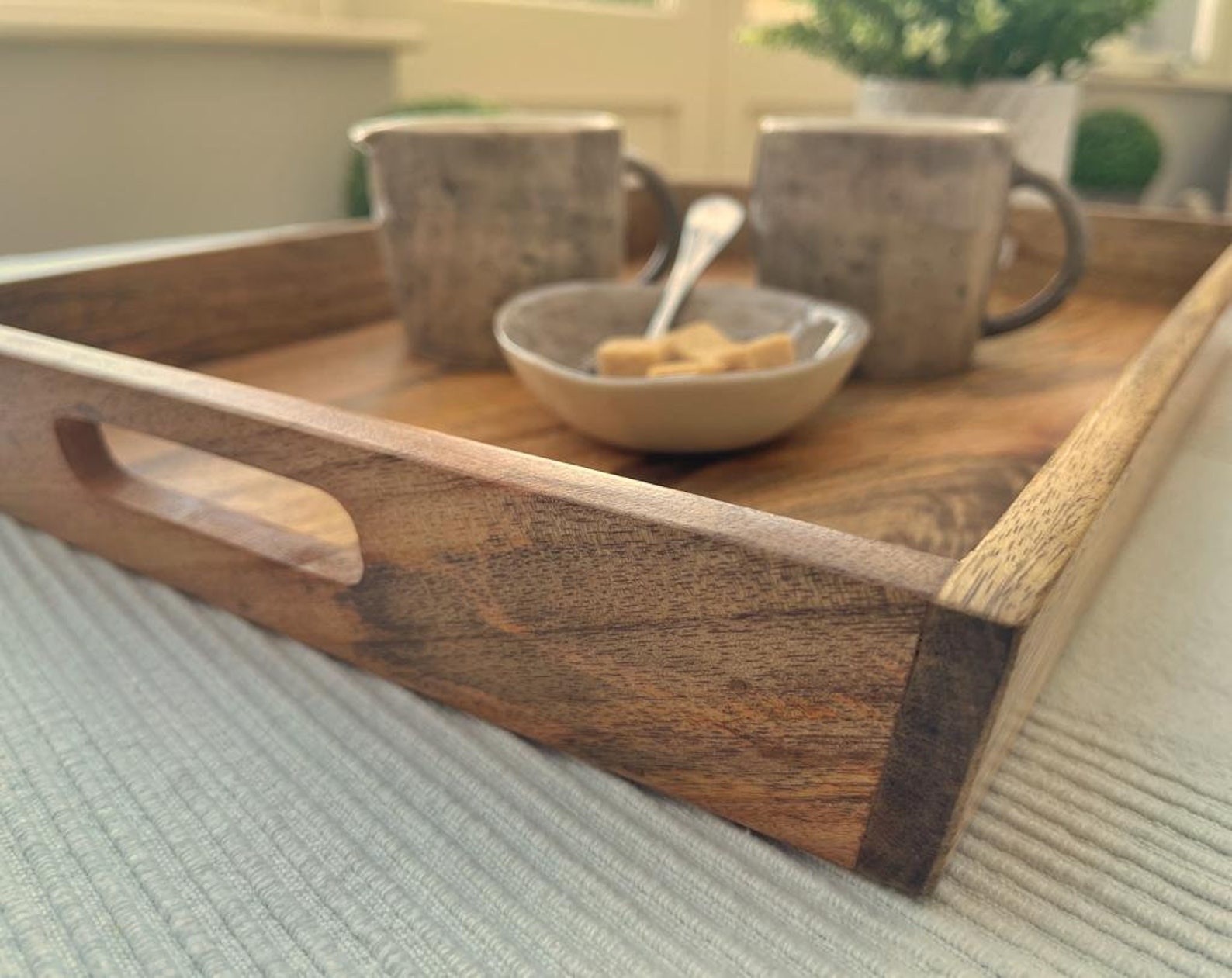 Solid Mango Wood fruitwood Tray With Cut Out Handles. Etsy UK