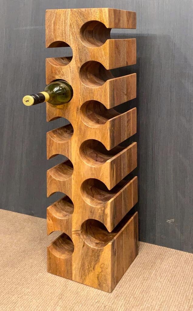 Solid Mango wood carved block wine rack for up to 12 standard Etsy