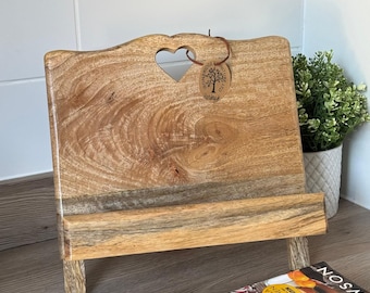 Solid Mango wood recipe book holder / ipad stand