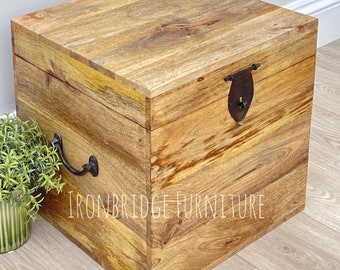 Mango Wood Record Storage Trunk: LP Vinyl Box
