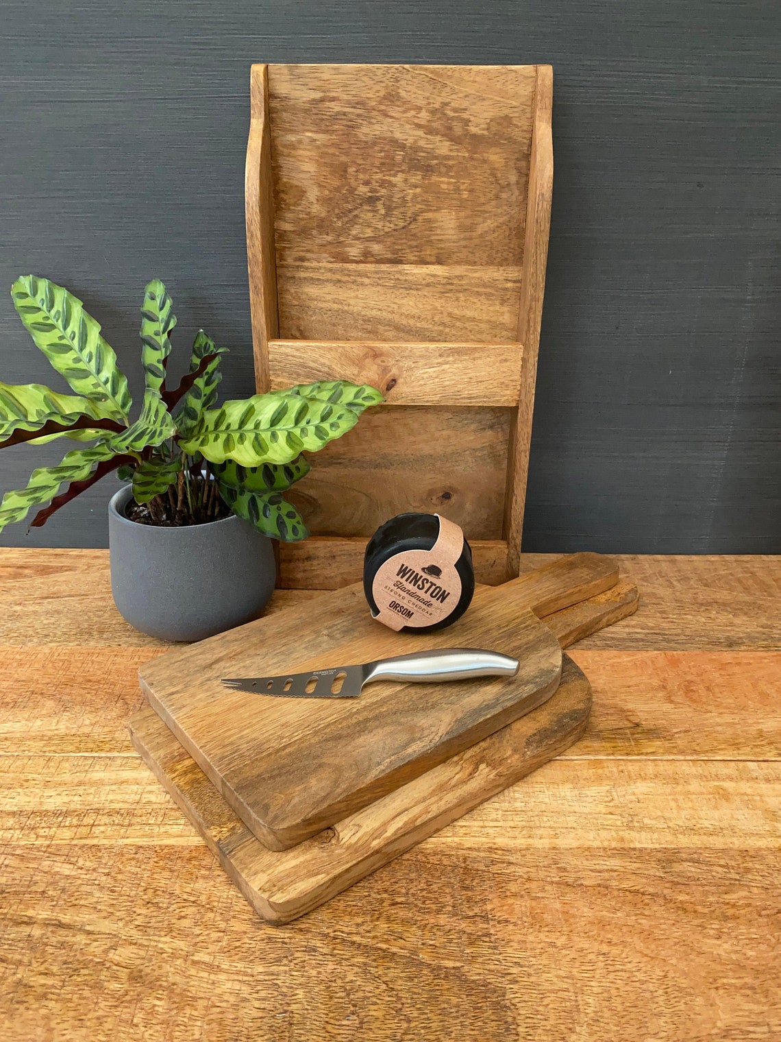 Set of 2 Mango Wood Charcuterie Boards in a Wall Mountable Etsy UK