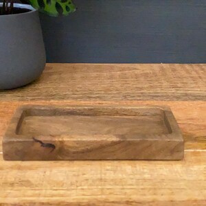 Mango Wood Condiment Tray: Salt Pepper Grinder Rest (18x8cm) plain mango wood