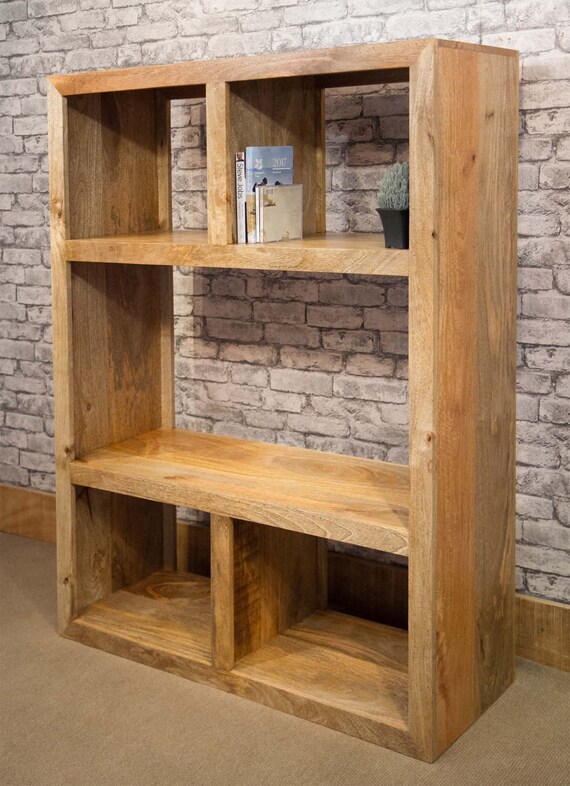 Solid Natural Mango Wood Room Divider Bookcase Tv Unit Lp Storage Mantis Range Mant 151