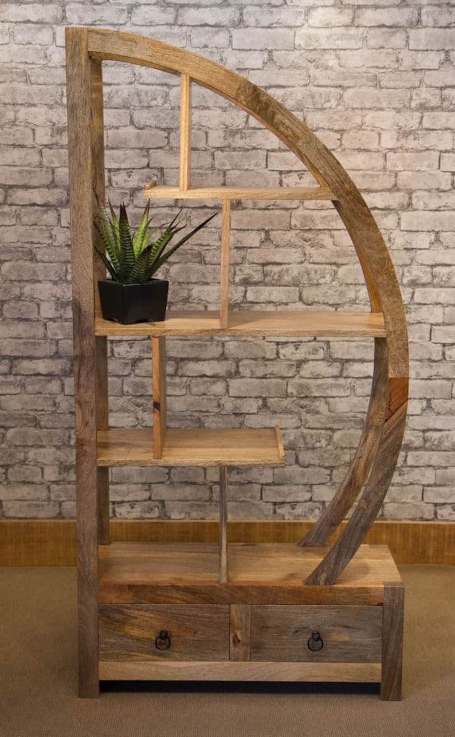 Solid Mango Wood Arched Room Divider Bookcase With Drawers. Sold ...