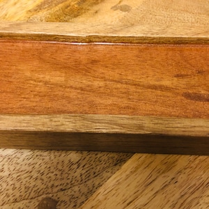 Mango Wood Condiment Tray: Salt Pepper Grinder Rest (18x8cm) copper resin lining