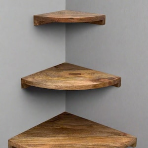 Mango Wood Corner Wall Shelves - Set of 3 - Contemporary Home Decor bild 6