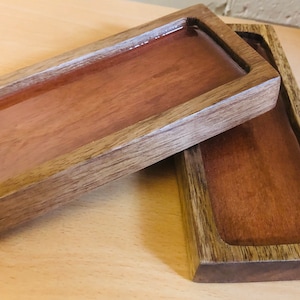 Mango Wood Condiment Tray: Salt Pepper Grinder Rest (18x8cm) bild 9