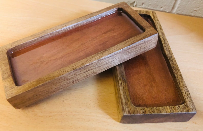 Mango Wood Condiment Tray: Salt Pepper Grinder Rest (18x8cm) bild 9