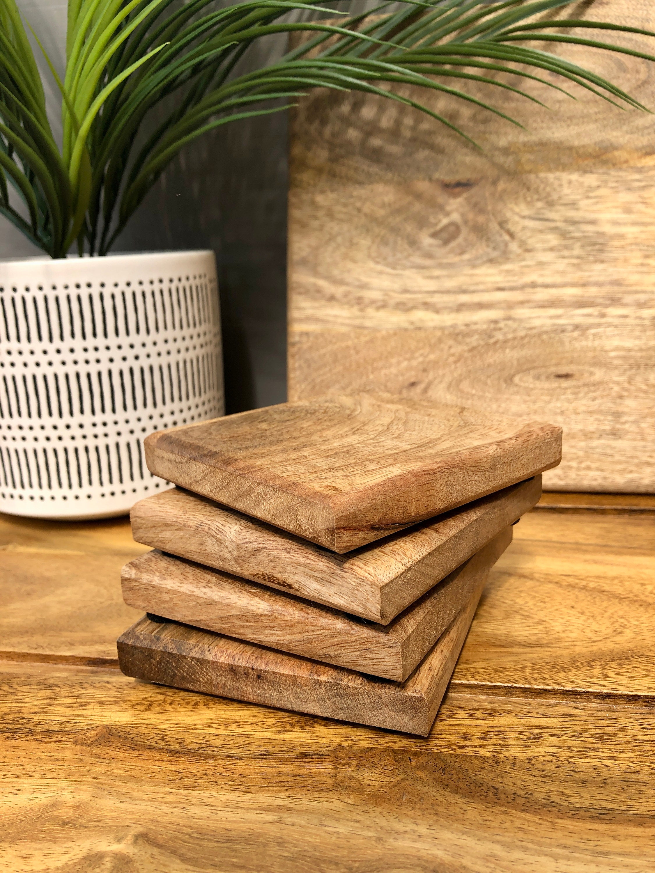 Set of Solid Mango Wood Board Placemats and Coasters Mantis Etsy UK