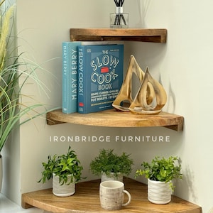 Mango Wood Corner Wall Shelves - Set of 3 - Contemporary Home Decor bild 2