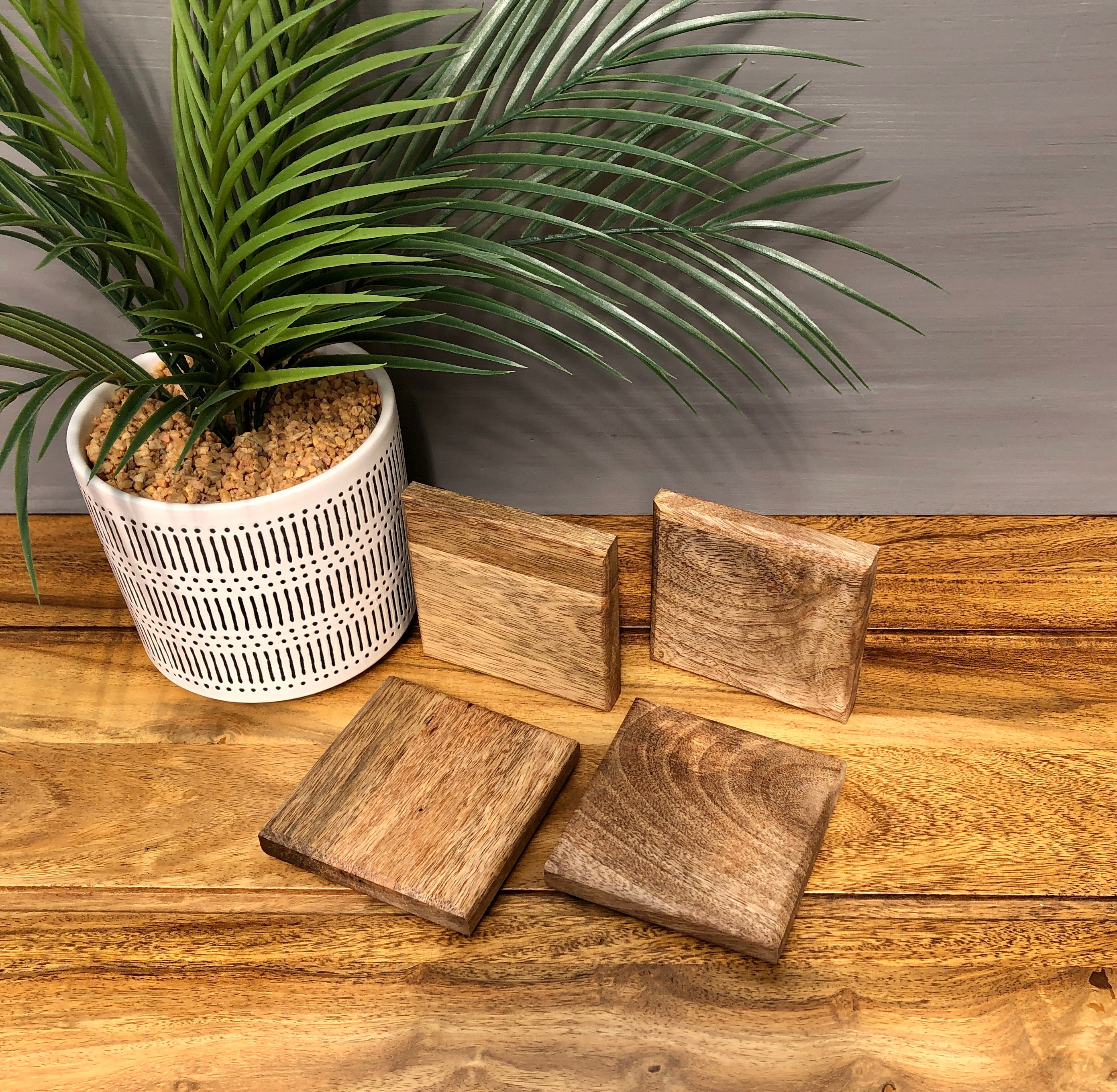 Set of Solid Mango Wood Board Placemats and Coasters Mantis Etsy UK