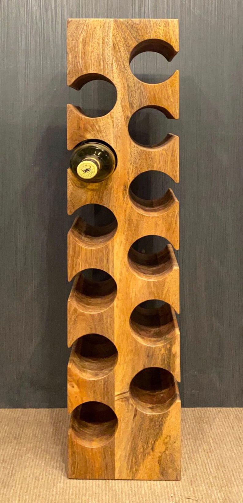Solid Mango wood carved block wine rack for up to 12 standard Etsy