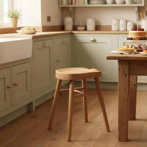 Solid Ash wood dining stool. Solid construction. 50cm high