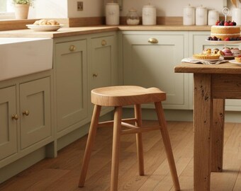 Solid Ash wood dining stool. Solid construction. 50cm high