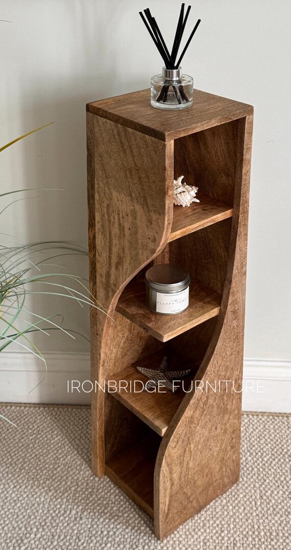 Slim Twisted Solid Mango Wood Bookcase 90cm High X 20cm Deep X 20cm Wide TW20A or TW20B Etsy