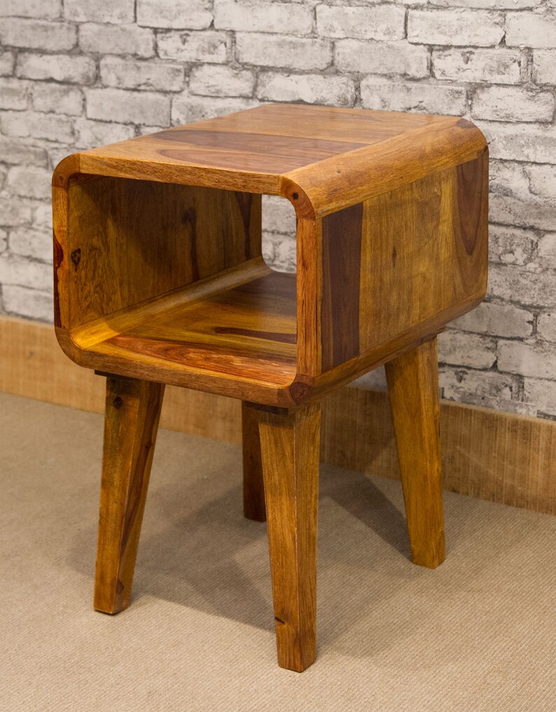 Solid Sheesham Wood Rounded Open Cube Side Table 40cm Ideal Etsy
