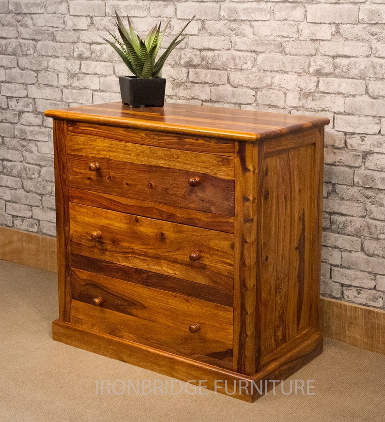 Sale Was 349 Now 249 Solid Sheesham Wood 80cm Wide 3 Drawer Etsy