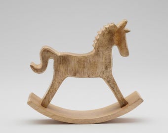 Mango wood Rocking Horse Ornament: Ideal baby gift
