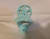 Cast Iron hand painted Star Wall Mount Bottle Opener Wall Decor Beach House Starfish Gift Star Unique Game room Seafoam green