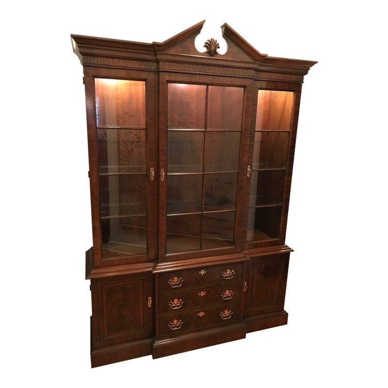 Drexel Chippendale Style China Cabinet In Mahogany Etsy