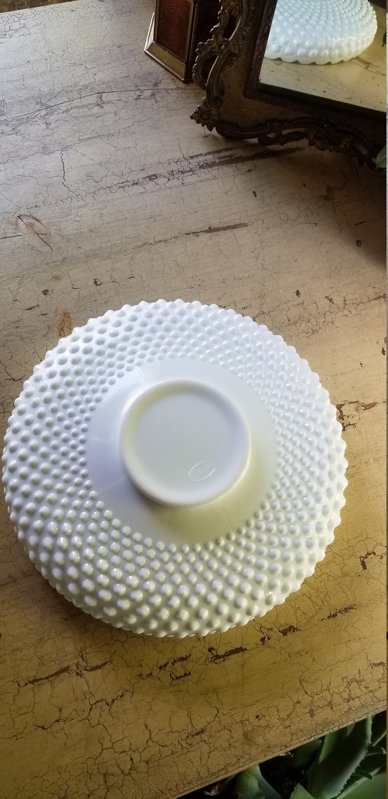 Fenton MILK Glass Hobnail Pieces Marked Fenton Ruffled Etsy