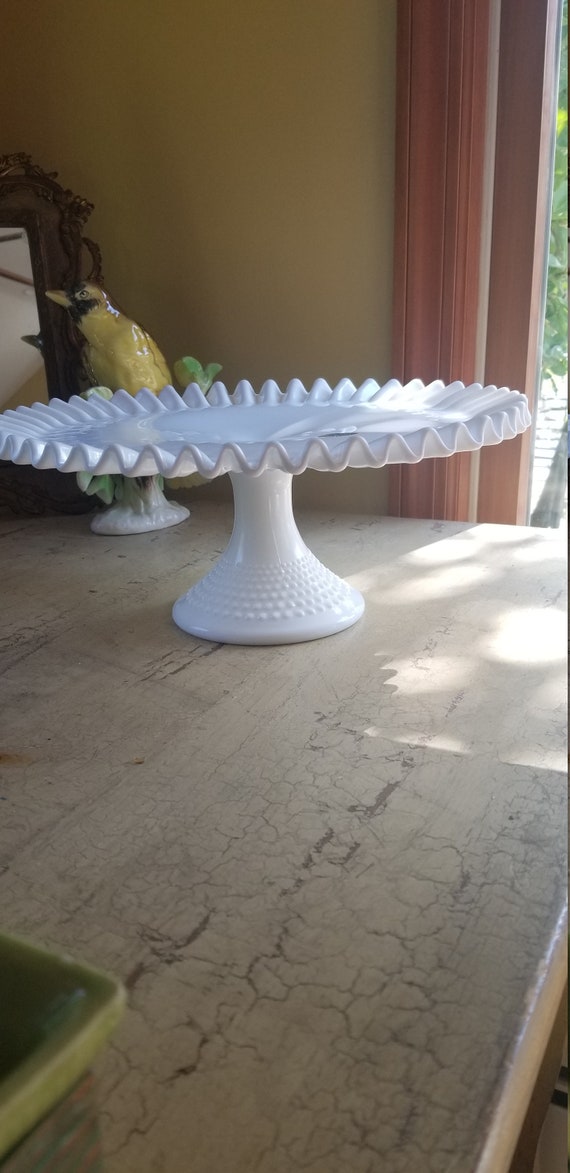 Vintage Milk Glass Fenton Hobnail Cake Stand Wedding Cake Stand Etsy Canada