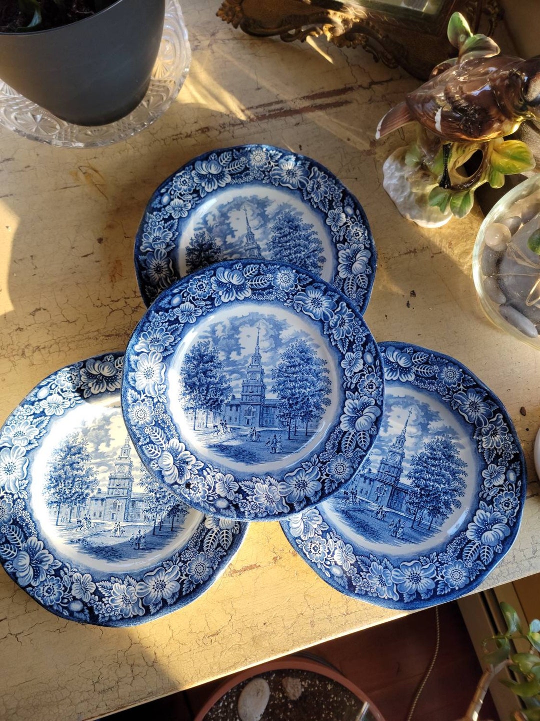 Liberty Blue Historic Colonial Scenes Betsy Ross Made in England Set of