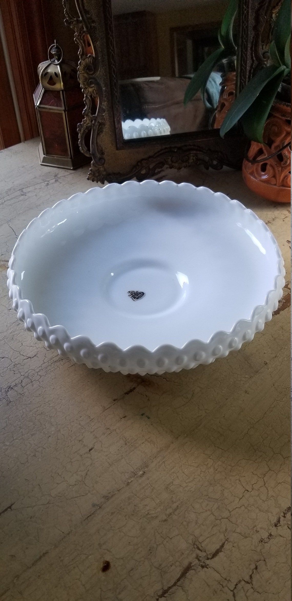 Fenton MILK Glass Hobnail Pieces Marked Fenton Ruffled Etsy