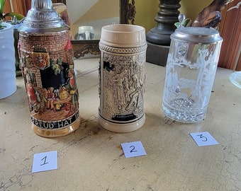 Various Vintage Beer Steins; Made in Germany; Sold Separately