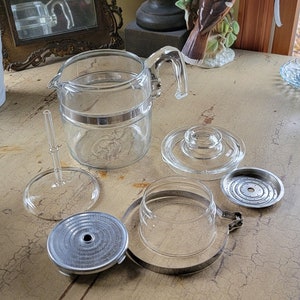 Vintage Pyrex Four to Six Cup Drip Percolator Coffee Pot Complete 1940s 