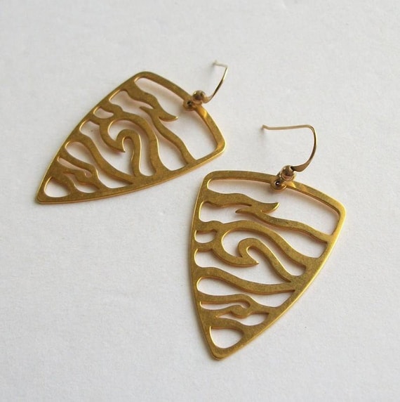 Vintage Earrings Gold Toned Earrings Vintage Gold… - image 1