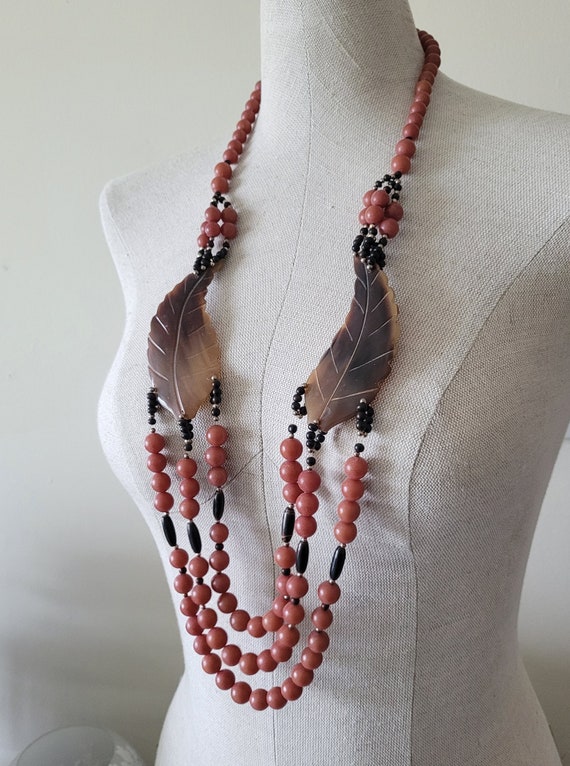 Winnie Ball Bead Scarf Necklace in Brown