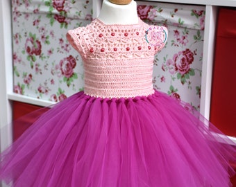 crochet tutu dress pattern, sizes 1 to 7 years old, tutu dress pattern, crochet yoke dress pattern , baby crochet dress pattern